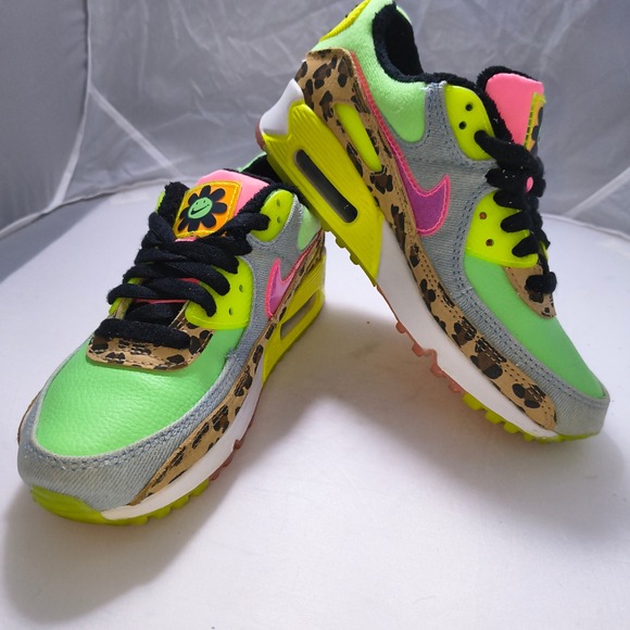 Nike Air Max 90 LX Illusion Green Leopard Print Womens CW3499-300 Size 6 - Picture 11 of 14